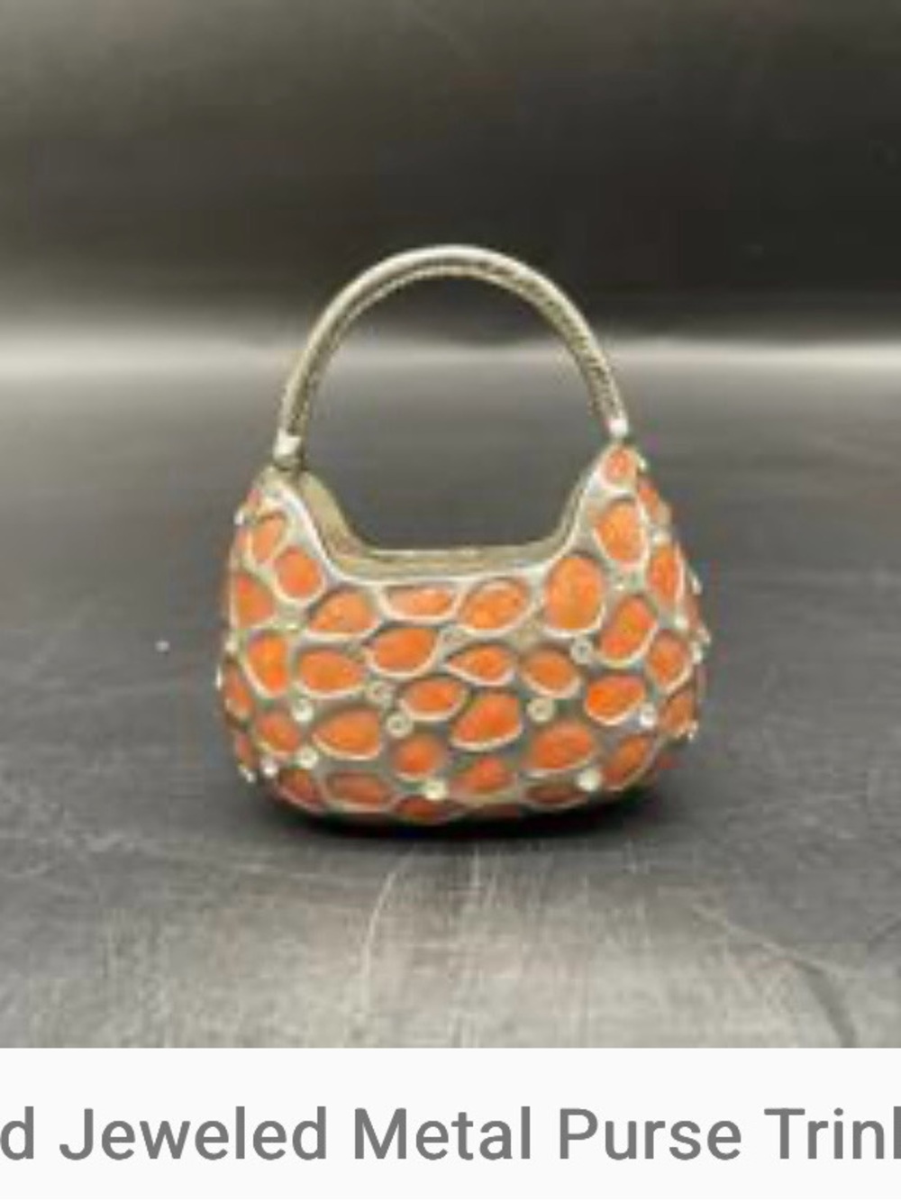 Orange Jeweled Mini Purse Trinket Box - Decorative Accent